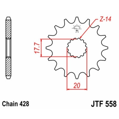 Piñon JT 558 de acero con 18 dientes JTF558.18