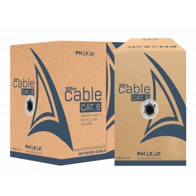 Bobina de cable de red exterior cca sólido en caja ftp cat. 6 100 metros