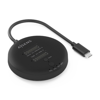 AISENS - ESTACION DE DOCKING DE DOBLE BAHIA NVMe A USB 3.2 GEN2x2, CLONE, NEGRO