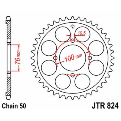 Corona JT SPROCKETS acero estándar 824 - Paso 530 JTR824.40