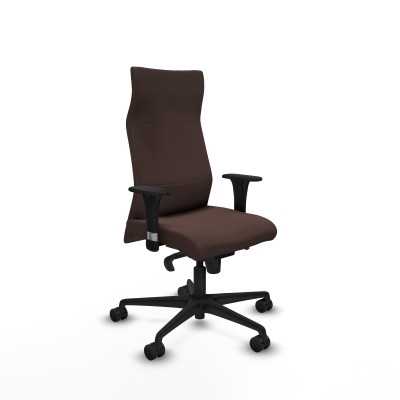 Albacete XL sincro similpiel marrón oscuro brazos 1D base nailon ruedas 65 mm nailon