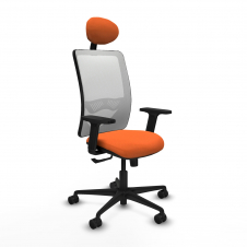 Piqueras y Crespo Zulema sincro malla blanca bali naranja brazos 2D base nailon cabecero fijo ruedas 65mm nailon