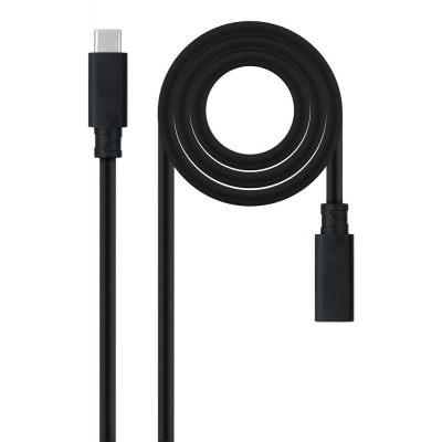 Cable prolongador nanocable usb - c 3.2 gen2x2 20gbp 100w - 5a - 4k - 60hz - usb - c - m - usb - c - h - negro - 1 m