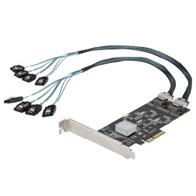 Tarjeta PCIe de 8 Puertos SATA - Tarjeta Adaptadora de Expansión PCI Express SATA con 4 Controladores de Host - Tarjeta Controladora PCIe SATA - SATA III