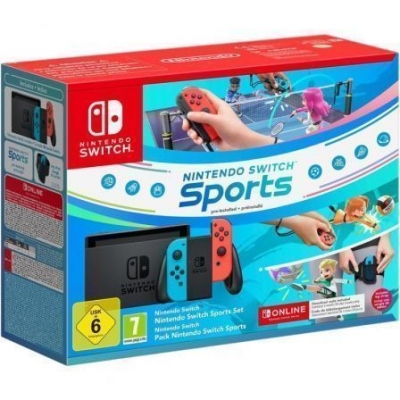 Nintendo Switch + Juego Nintendo Sports/ Incluye Base/ 2 Mandos Joy-Con/ Incluye Cinta Sports/ 3 Meses Suscripción