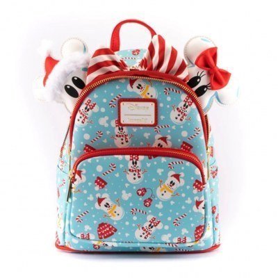 Mochila loungefly disney minnie y mickey muñecos de nieve + diadema