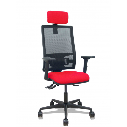 Silla Bormate asincro malla negra asiento bali rojo brazos 2D ruedas 65mm cabecero regulable