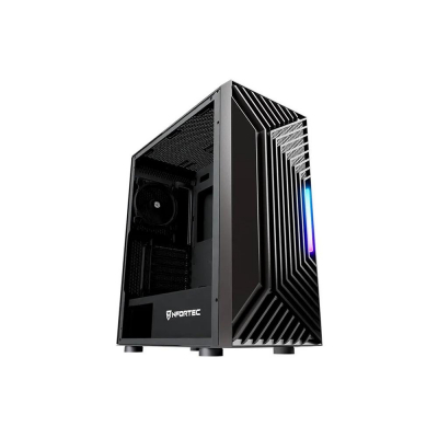 Caja ordenador gaming nfortec nervia atx argb cristal templado negra