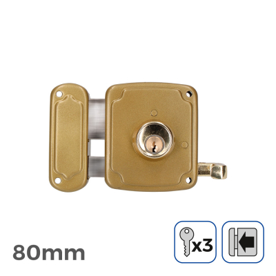 Cerradura izquierda 80 mm 3 llaves incluidas