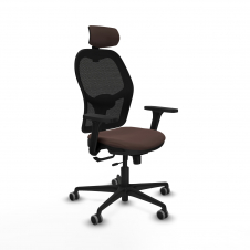 Piqueras y Crespo Jorquera traslack malla negra similpiel marr?n oscuro brazos 3D base nailon cabecero 2D ruedas 65mm engomada