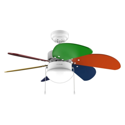 Cecotec EnergySilence Aero 360 ColorFull Ventilador de Techo con 6 Aspas y Lampara Integrada - 50W - Diametro de 36 - 3 Velocidades - Aspas Reversibles - Modo Invierno/Verano - Control por Cadena