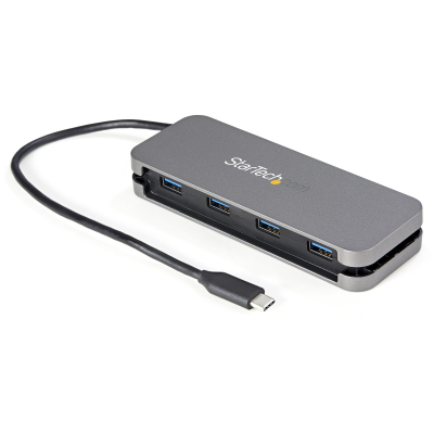 Hub Ladrón USB C de 4 Puertos - 4x USB-A - Concentrador USB 3.0 Tipo C de 5Gbps (USB 3.2 Gen 1) - Hub Portátil USB-C a USB-A - con Cable de 28,5cm con Gestión de Cableado (HB30CM4AB)