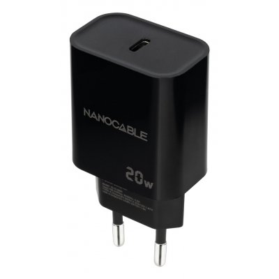 Nanocable Cargador USB-C PD 20W NEGRO