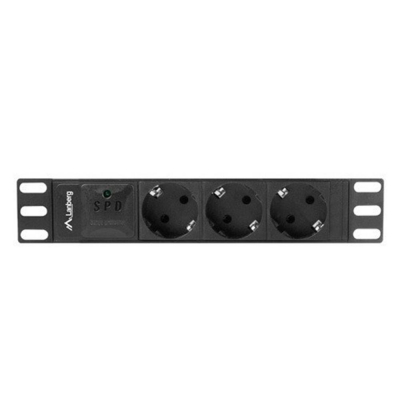 Regleta lanberg 1u 16a 3x schuko rack 10 pulgadas 2m negro