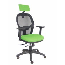 Piqueras y Crespo Silla Jorquera traslack malla negra asiento bali pistacho brazos 3D cabecero regulable