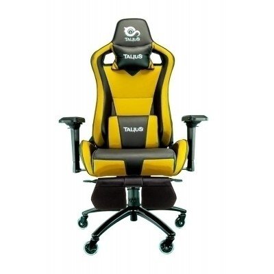 Talius silla Caiman V2 gaming black/yellow, reposapies, 4D, Frog, base metal, ruedas 75mm silicona