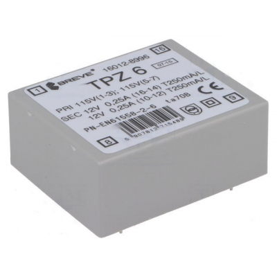 Transformador Alimentación Encapsulado Salida 12v+12Vac 6VA Entrada 230Vac
