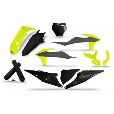 Kit de plástica UFO negro, gris y amarillo flúor, KTM SX , todos los modelos, 2019-2021 KTKIT528@111