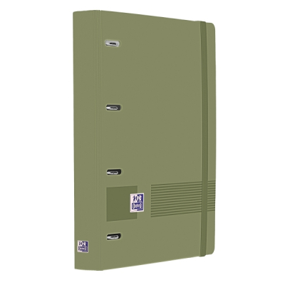 Oxford Europeanbinder Live & Go A4+ Carpeta Tamaño A4+ con Recambio de 100 Hojas Cuadricula 5x5mm - Tapa de Plastico Polyfoam - Cierre con Goma - Color Verde Safari