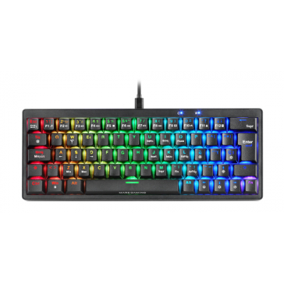 MKMINIPRO, Teclado Mecánico Ultra-Compacto 60%, Switches Mecánicos Hot-Swappable, Iluminación RGB Chroma, Teclado Gaming Antighosting, Multiplataforma, Switch Azul, Español, Negro