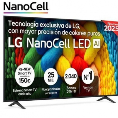 Televisor LG NanoCell 75NANO80A6B 75/ Ultra HD 4K/ Smart TV/ WiFi