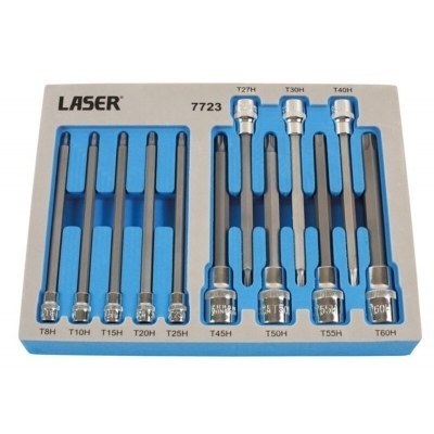 LASER TOOLS Long Tamperproof Torx® Socket Bit Set - 12 pieces 7723