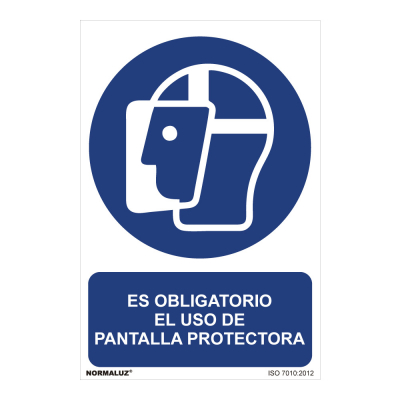 Cartel es obligatorio el uso de pantalla protectora (pvc 0,7mm) 30x40cm normaluz