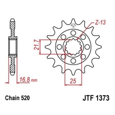 Piñon JT 1373 de acero con 15 dientes JTF1373.15