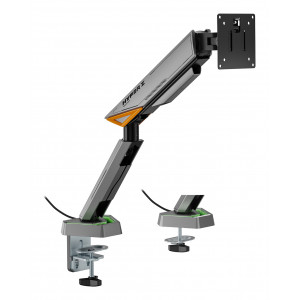 AISENS - SOPORTE DE MESA RGB GAMING CONTRAPESO GIRATORIO E INCLINABLE PARA MONITOR/TV 16KG (3 PIVOTES, 1 BRAZO) DE 17-49, NEGRO-