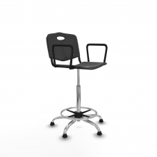 Piqueras y Crespo Taburete Robledo giratorio pl?stico negro brazos fijos base cromada topes