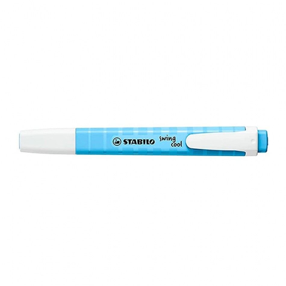 Stabilo Swing Cool Pastel Marcador Fluorescente - Cuerpo Plano - Punta Biselada - Trazo entre 1 y 4mm - Tinta con Base de Agua - Antisecado - Color Azul Ventoso