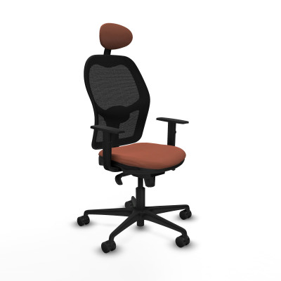 Jorquera sincro malla negra bali marrón brazos 1D base nailon cabecero fijo ruedas 65mm nailon