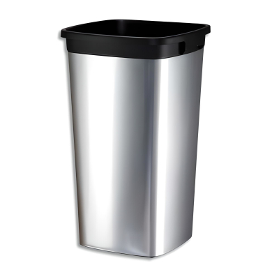 137673 papelera 60 L Plaza Acero inoxidable Negro, Plata