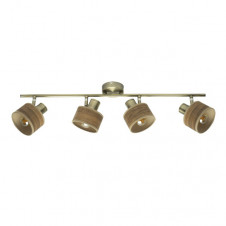 Regleta Nando 4xe14 Cuero/mad.oscura Focos Orientables 16x73x10 Cm