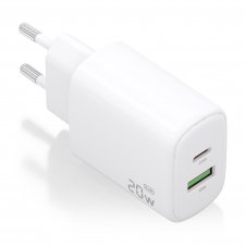 AISENS Cargador GaN 20W, 1xUSB-C PD3.0, 1xUSB-A QC3.0, Blanco