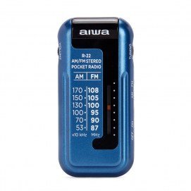 Radio portátil de bolsillo Aiwa R22BL, AM, FM, compacto, azul