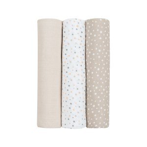 Juego de pañales de muselina 3 uds 80x80 cm Dots Beige