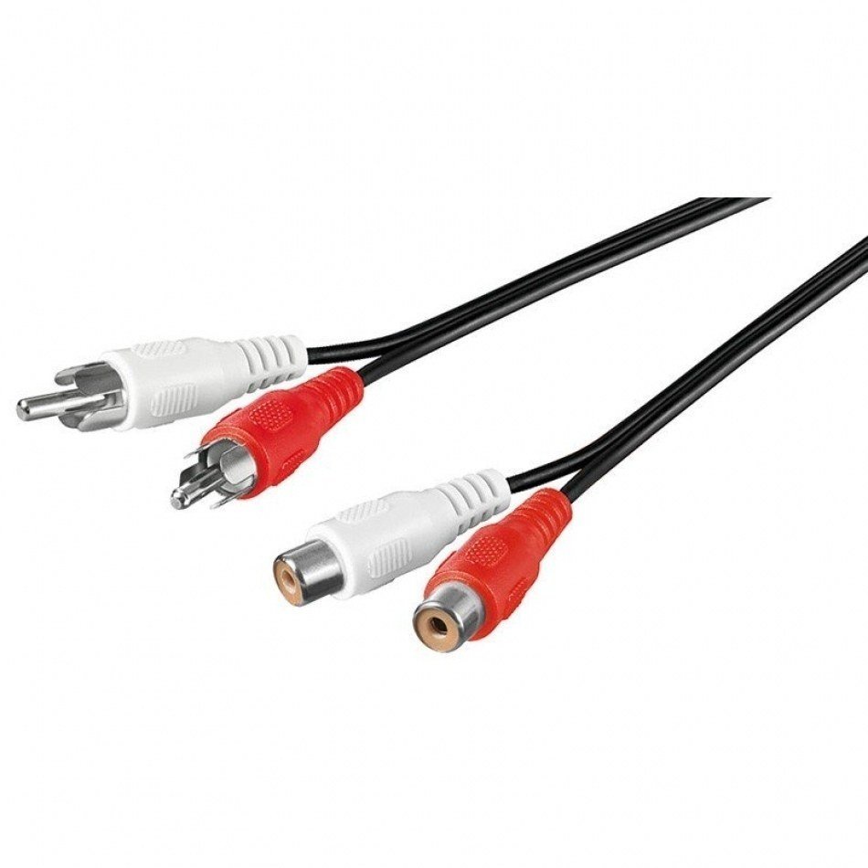 Cable RCA 2 Machos a 2 RCA Hembras 5m