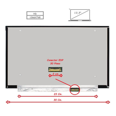 Pantalla para portátil LED 13.3 Slim 30 Pines Sin Brackets Ancho 300mm