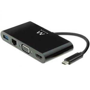 Ewent 9827 Docking Station 4K de USB-C a HDMI o VGA con ethernet y Hub USB