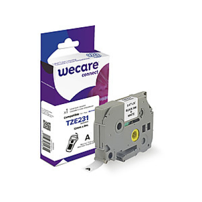 ARMOR WECARE Etiqueta Blanca Texto negro para BROTHER TZE231 12MM*8M