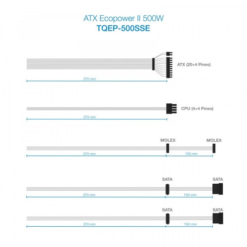 TQEP-500SSE Fuente de alimentación Ecopower II ATX 500W + Cable Alimentacion