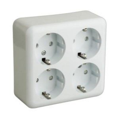 Base Multiple 4 Enchufes Cuadrada Superficie BLANCO