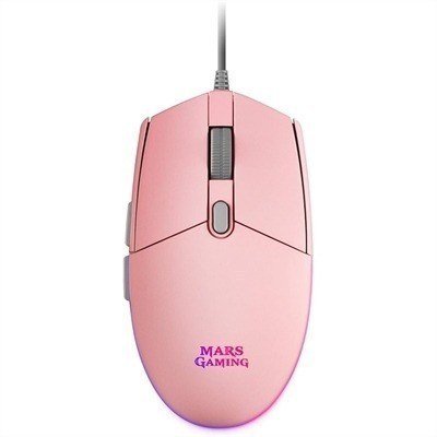 Mouse raton mars gaming mmgp optico usb 6 botones 3200ppp rgb rosa