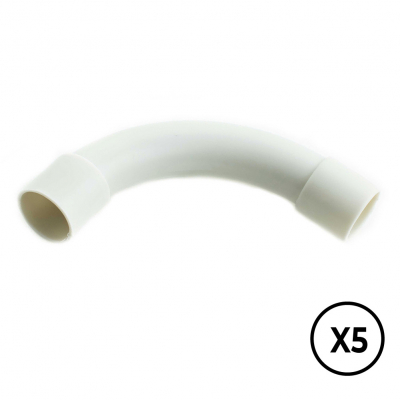 Manguito pvc curvado a 90° ø 20 mm, gris, 5 unidades