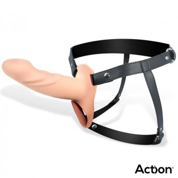 Arnés Strap-on con Dildo Hueco Silicona Premium Talla L