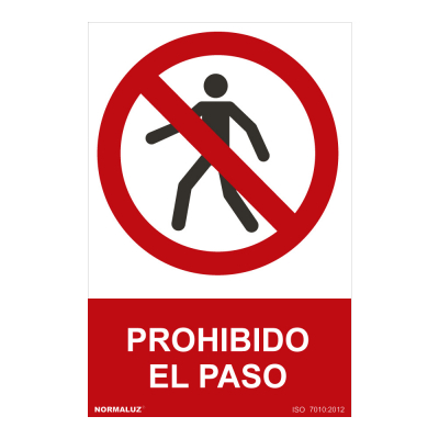Cartel prohibido el paso (pvc 0,7mm) 30x40cm normaluz