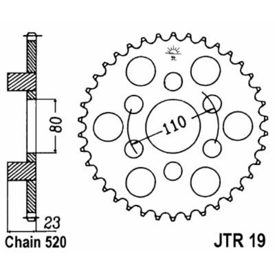 Corona JT SPROCKETS acero estándar 19 - Paso 520 JTR19.36