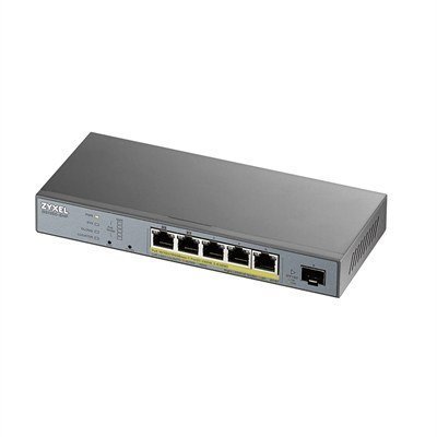 Switch 6 puertos zyxel gs1350 - 6hp - eu0101f 5 puertos gigabit ethernet + 1 puerto sfp
