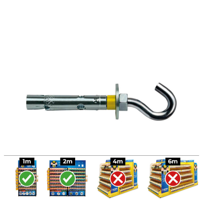 Anclaje dynabolt gancho ø8 x45mm zincado (caja 25 unid)